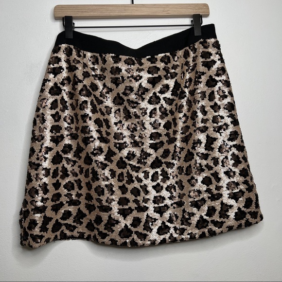 Banana Republic Sequin Leopard Print Mini Skirt NWT Size 14 - Picture 8 of 15